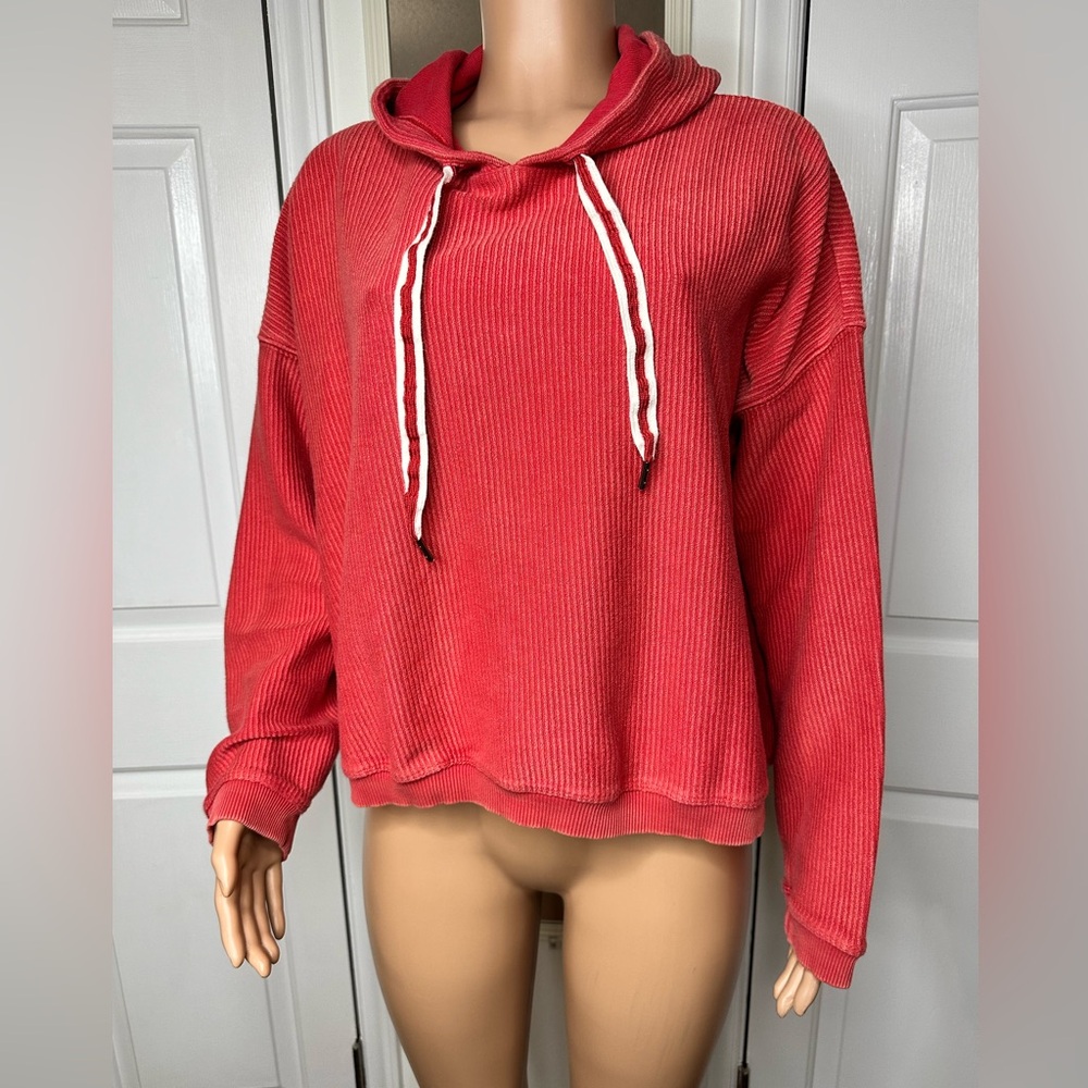 Aerie Women's Red Ribbed Hoodie Large